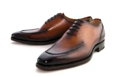 Burnished Calfskin "Arthur" Lace-Up Oxford Caramel