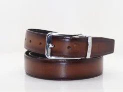 Burnished Calfskin Belt Brown