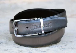 Burnished Calfskin Belt Grey