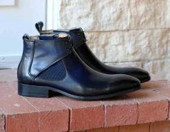 Burnished Calfskin Belt Navy