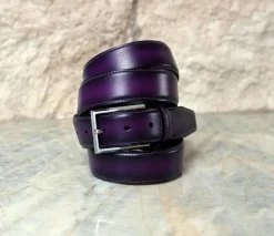 Burnished Calfskin Belt Purple