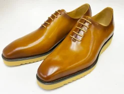 Burnished Calfskin Lace-Up Shoe Cognac