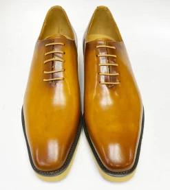 Burnished Calfskin Lace-Up Shoe Cognac