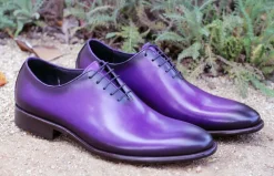 Burnished Calfskin Lace-Up Oxford Purple