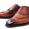 Burnished Calfskin "Owen" Lace-Up Oxford Camel