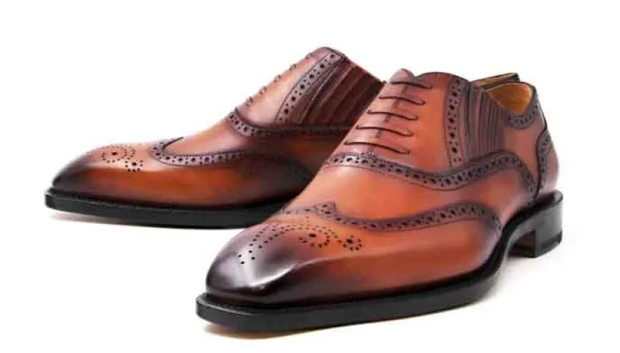 Burnished Calfskin "Owen" Lace-Up Oxford Camel