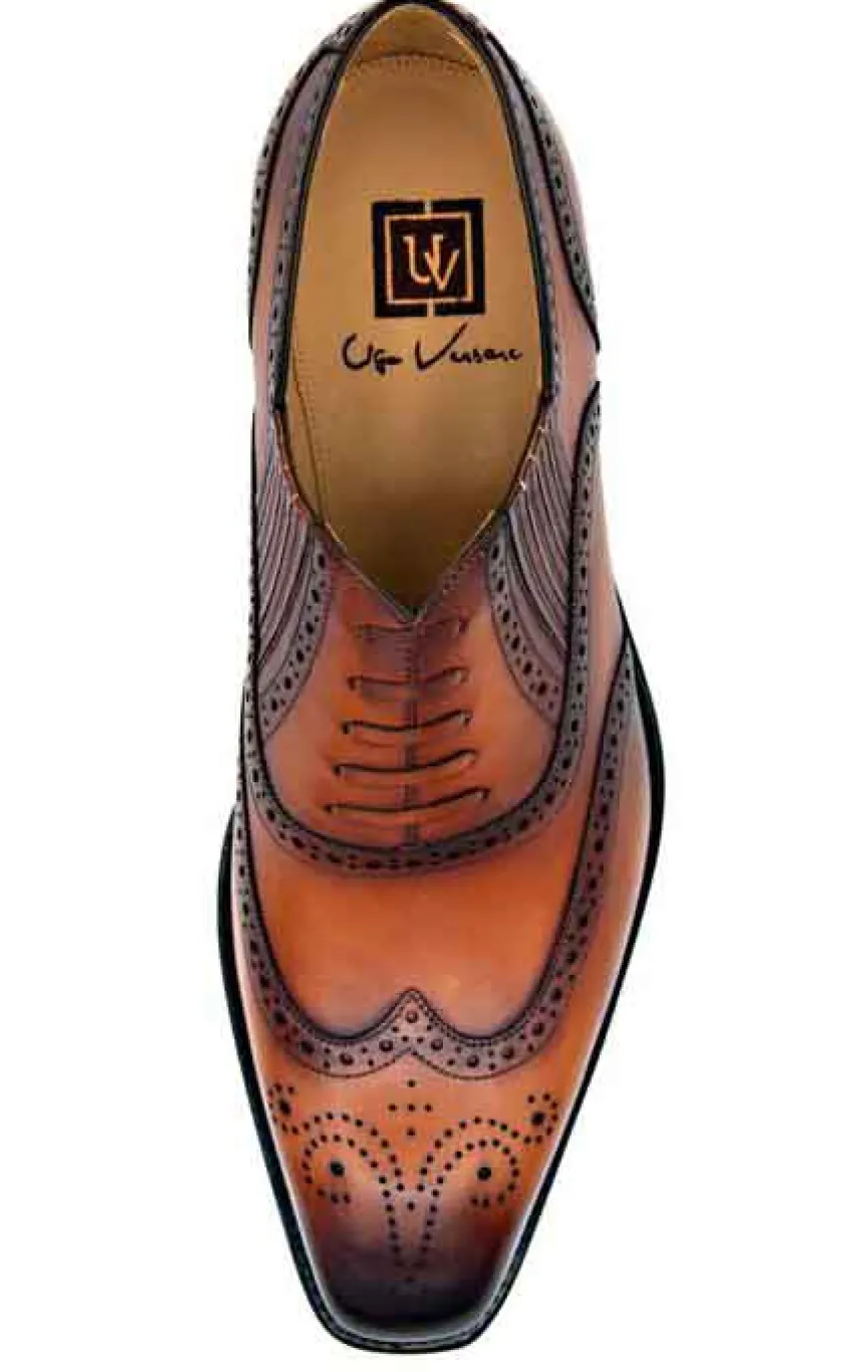 Burnished Calfskin "Owen" Lace-Up Oxford Camel
