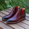 Burnished Calfskin Slip-On Boot Burgundy