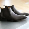 Burnished Calfskin Slip-On Boot Charcoal