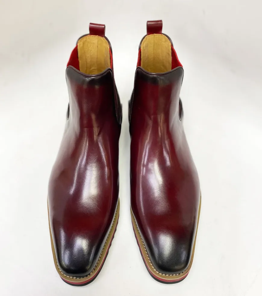 Burnished Calfskin Slip-On Boot Burgundy