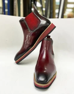 Burnished Calfskin Slip-On Boot Burgundy