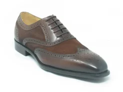 Calfskin & Suede Wingtip Oxford Chestnut
