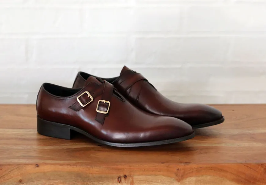 Calfskin Cross Strap Loafer Chestnut