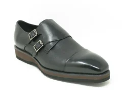 Calfskin Double Monkstrap Shoe Black