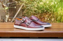 Calfskin Double Monkstrap Shoe Burgundy