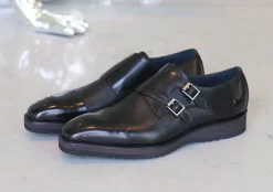 Calfskin Double Monkstrap Shoe Black