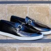 Calfskin Slip-On Horsebit Loafer Black