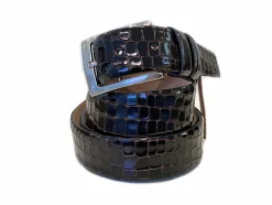 Corrente Crocodile Printed Calfskin Belt Brown
