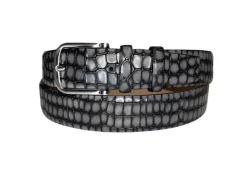 Corrente Crocodile Printed Calfskin Belt Grey