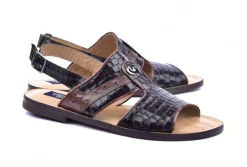 Corrente Crocodile Printed Calfskin Sandal Brown
