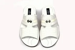 Corrente Crocodile Printed Calfskin Sandal White