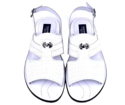 Corrente Crocodile Printed Calfskin Sandal White