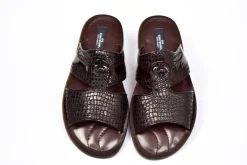 Corrente Crocodile Printed Calfskin Sandal Burgundy