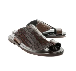 Corrente Exotic Printed Calfskin Sandal Tobacco