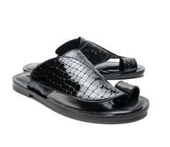Corrente Exotic Printed Calfskin Sandal Black