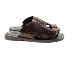 Corrente Exotic Printed Calfskin Sandal Tobacco