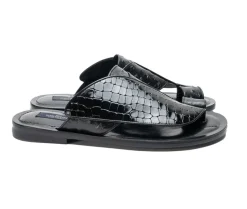 Corrente Exotic Printed Calfskin Sandal Black