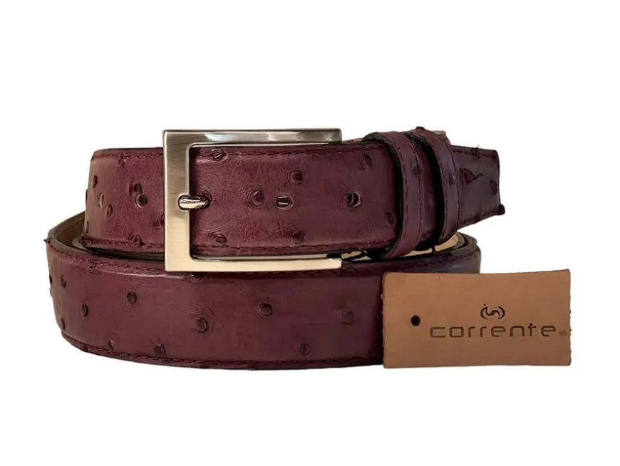 Corrente Genuine Ostrich Belt Burgundy