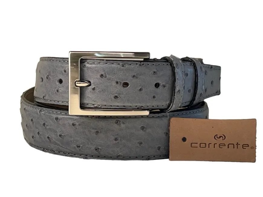 Corrente Genuine Ostrich Belt Grey