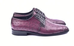 Corrente Genuine Ostrich Lace-up Shoe Burgundy