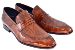 Corrente Patent Leather Penny Loafer Brown