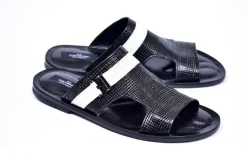 Corrente Perforated Calfskin Sandal Black