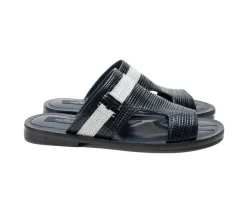 Corrente Perforated Calfskin Sandal Navy