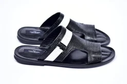 Corrente Perforated Calfskin Sandal Black