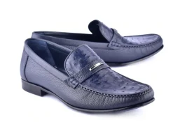 Corrente Style 3898 Ostrich Loafer Blue