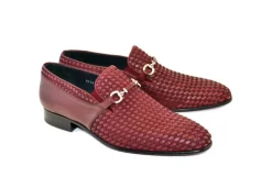 Corrente Woven Calfskin & Suede Slip-On Shoe Burgundy