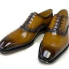 Daniel Burnished Calfskin Lace-Up Oxford Caramel
