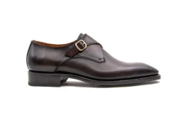 Edward Sr. Burnished Calfskin Monkstrap Shoe Brown