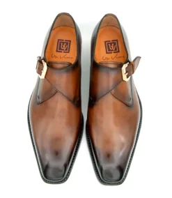 Edward Sr. Burnished Calfskin Monkstrap Shoe Tobacco