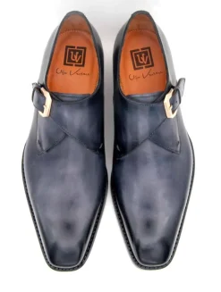 Edward Sr. Burnished Calfskin Monkstrap Shoe Grey