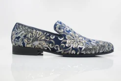 Embroidered Velvet Slip-On Loafer Sapphire