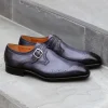 Eric Burnished Calfskin Monkstrap Shoe Grey