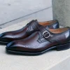 Eric Burnished Calfskin Monkstrap Shoe Brown
