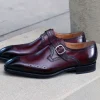 Eric Burnished Calfskin Monkstrap Shoe Burgundy