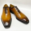 Jason Sr Burnished Calfskin Lace-Up Oxford Caramel