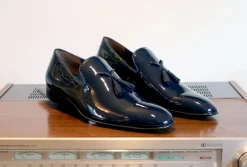 Jean Pierre Shiny Calfskin Tasseled Loafer Navy